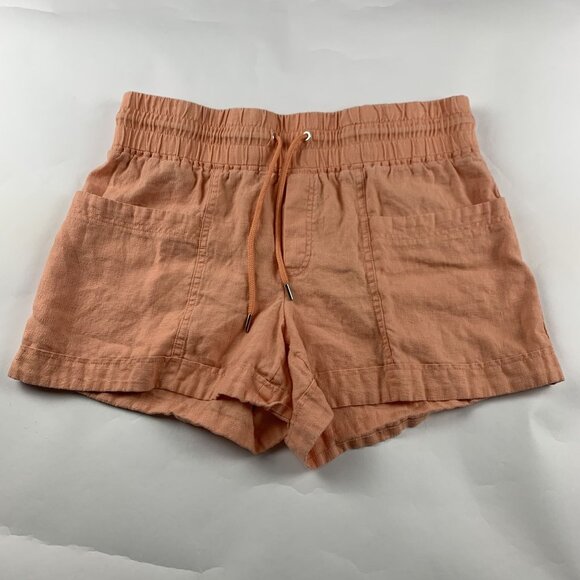 Athleta Orange Sorbet Linen Cabo Pull On Shorts 12 - Picture 1 of 4